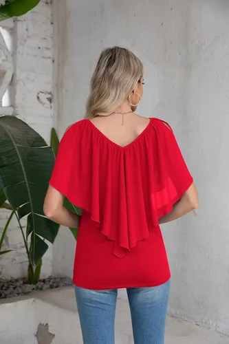 Vista 5 de Jouica Blusa de gasa de verano con hombros descubiertos para mujer