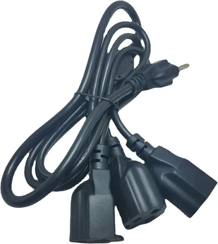 Vista 4 de Divisor de cable de extensión de 3.3 pies de 3 clavijas 1 a 3, cable de alimentación interior y exterior de 3 tomas, divisor de cable