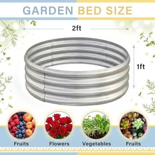 Vista 2 de Land Guard - Kit de cama de jardín elevada galvanizada, cajas de jardín elevadas galvanizadas al aire libre, camas de jardín elevadas redondas