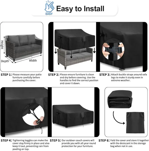 Vista 6 de OutdoorLines Funda Impermeable para Patio de Sofá de 3 Plazas para Exteriores - Fundas de Muebles de Patio Resistentes a los Rayos UV Resistentes a
