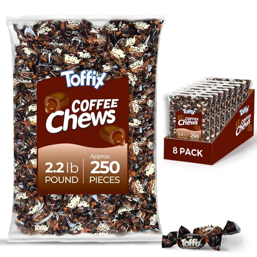Vista 13 de Toffix Masticables de café, caramelos masticables suaves rellenos en el centro, 250 piezas de bocadillos envueltos individualmente para niños