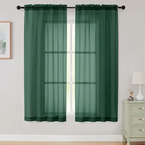 Vista 167 de 2 paneles de cortinas traslúcidas blancas para dormitorio, sala de estar, 96 pulgadas de largo, modernas, suaves, ligeras, con bolsillo para barra