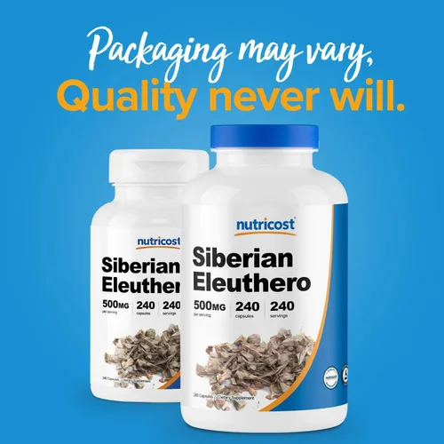 Vista 3 de Nutricost Eleuthero siberiano 500 mg, 240 cápsulas (2 botellas) - Eleutherococcus Senticosus - Sin gluten y sin OMG