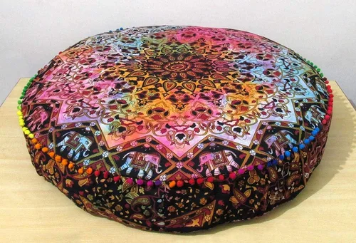 Vista 23 de ICC - Funda de cojín cuadrada grande de algodón con diseño de mandala, funda de almohada hippie, funda de almohada para el suelo con cremallera