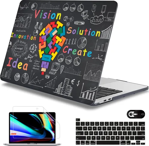 Vista 12 de Mektron Funda para MacBook Pro de 13 pulgadas 2022 2021 2020 versión A2338 M2 M1 A2289 A2251, cubierta rígida de plástico impresa para MacBook Pro
