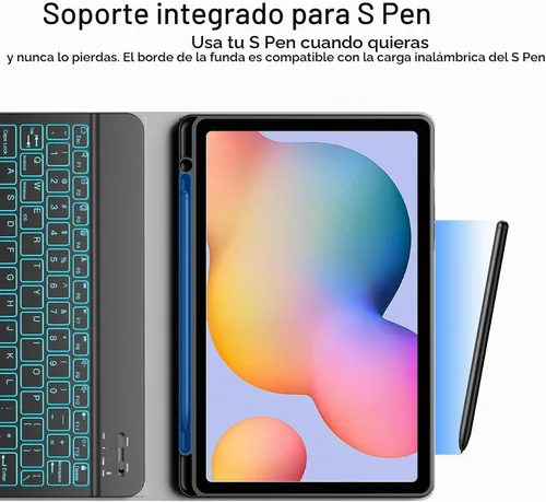 Vista 6 de JUQITECH Funda con teclado retroiluminado para Samsung Galaxy Tab S6 Lite de 10.4 pulgadas 2022/2020, Galaxy Tab S6 Lite SM-P610/P613/P615/P619