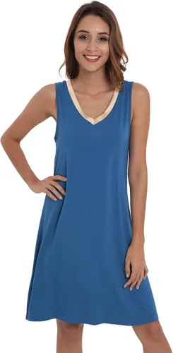 Vista 17 de GYS Cooling Bamboo Viscose Sleeveless Nightgowns for Women Aguamarina