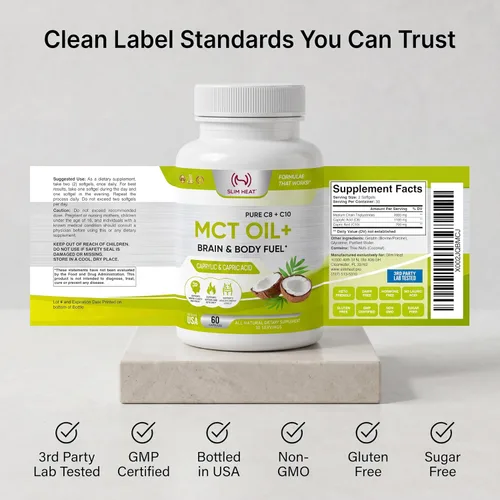 Vista 5 de Cápsulas blandas de aceite MCT – 2000 mg C8 Caprílico y C10 Capric Blend – Suplemento de grasas de coco apto para dieta cetogénica, sin ácido