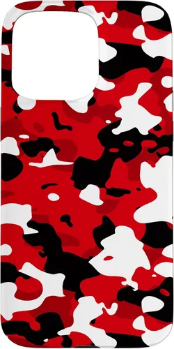 Vista 31 de iPhone 16 Negro + Blanco + Rojo Camuflaje Patrón Funda