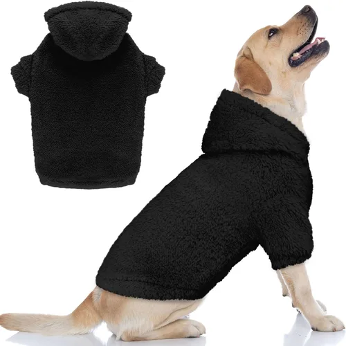 Vista 19 de Suéteres mullidos para perros medianos, suéter con capucha para perro, ropa cálida, suave y acogedora, abrigos para mascotas, sudadera con capucha