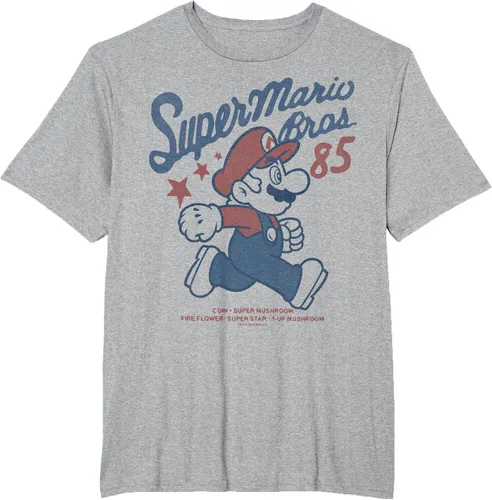 Vista 44 de Nintendo Super Mario Brothers '85 Vintage Stars - Camiseta Gris Oscuro