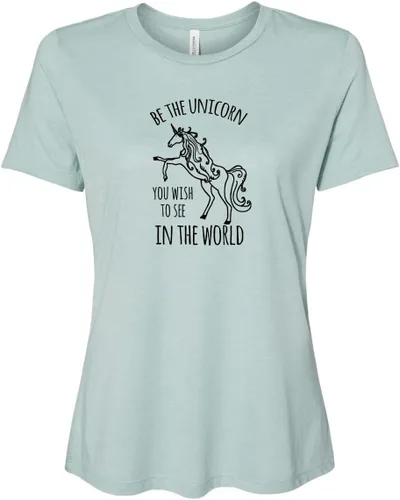 Vista 10 de Cute Women's Screen Printed Crew Neck Tee, Shirts With Sayings, Dusty Blue or Olive
