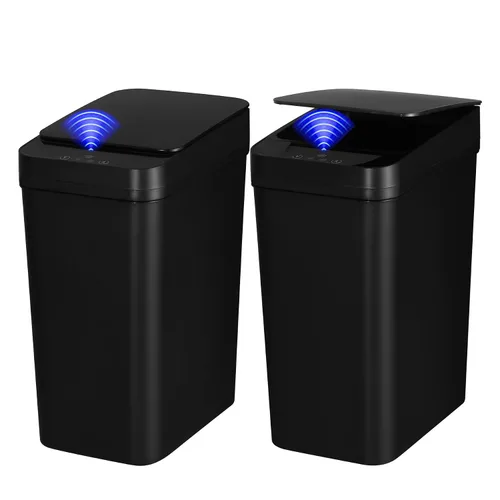 Vista 10 de Basurero de baño, basurero inteligente sin contacto, cubo de basura automático con sensor de movimiento con tapa, cubo de basura de 2.4 galones