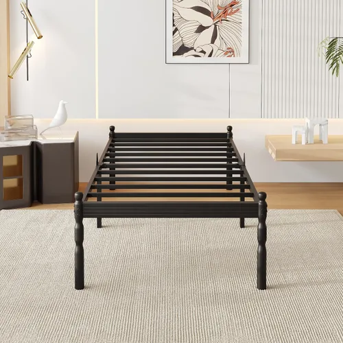 Vista 30 de 12 Inch Heavy Duty Black Metal Platform Bed Frame with Mattress Support, Twin Platform Bed Frame with Under Bed Storage, No Box Spring Needed, Easy