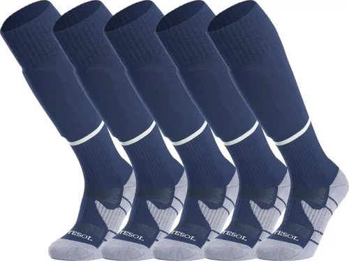 Vista 12 de APTESOL - Calcetas de fútbol hasta la rodilla (paquetes de 1/3/5) Calcetas acojinadas para niños, jóvenes, adultos, para equipos deportivos OTC