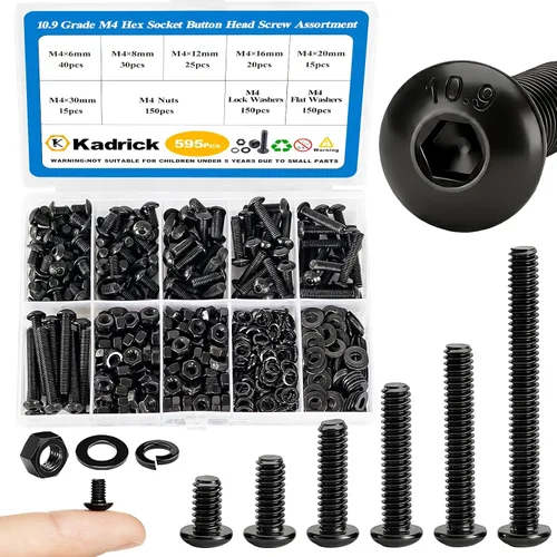 Vista 10 de Kadrick 1230 piezas de tornillos de acero inoxidable 304, surtido métrico M2 M3 M4 M5, kit de pernos de cabeza hexagonal de botón de 4mm-20mm