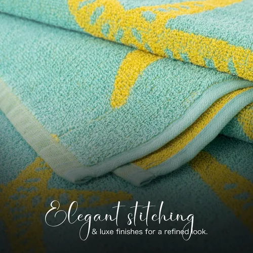 Vista 4 de CASA COPENHAGEN Miami Towel - Juego de 2 toallas de playa de diseño a rayas color verde azulado, 35 x 70 pulgadas, toalla de baño de piscina de gran
