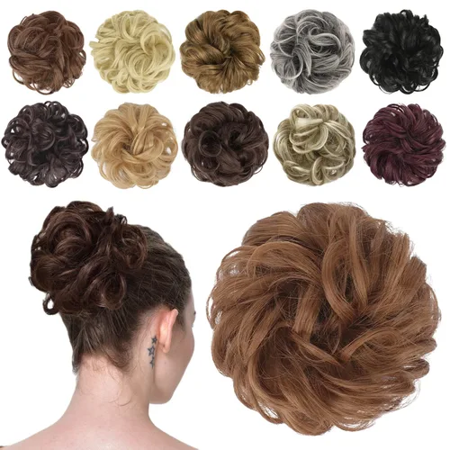 Vista 50 de FESHFEN Pieza de Cabello de Moño Desordenado - Extensiones de Coleteros de Moño de Cabello Ondulado Rizado Elástico Postizos Sintéticos para Mujeres