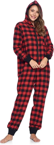 Vista 2 de Ashford & Brooks Mono de pijama de una pieza con capucha de franela para mujer