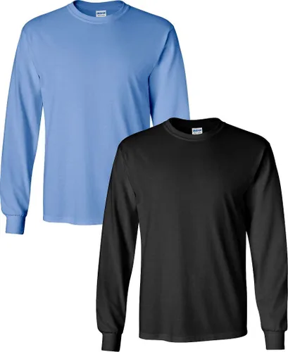 Vista 100 de Gildan - Camiseta de algodón y de manga larga para hombre, modelo G2400 (1) verde irlandés + (1) negro