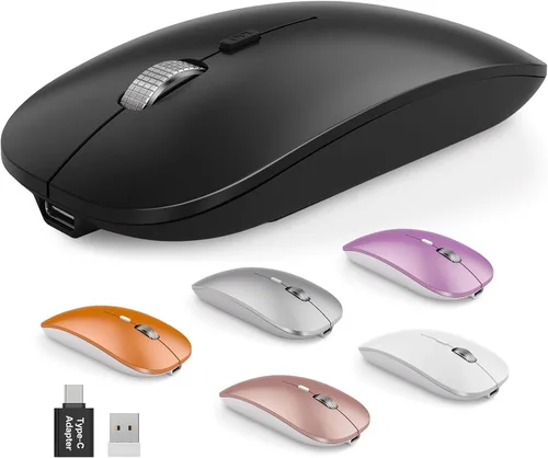 Vista 11 de SABLUTE M31 - Mouse Bluetooth para MacBook Pro/Air, iPad, mouse inalámbrico recargable de tres modos para 3 dispositivos (BT 5.2 + 2.4G), elegante