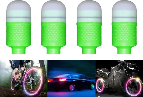 Vista 10 de Paquete de 4/8 luces LED para rueda de bicicleta, tapones para válvulas de neumáticos de automóvil, tapas de vástagos de bicicleta, motocicleta