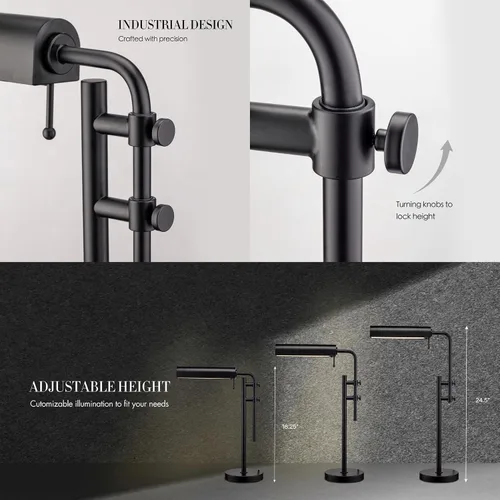 Vista 3 de O'Bright Aurora - Lámpara LED de escritorio de farmacia, brazo oscilante, diseño industrial para leer, manualidades, trabajo, LED de 10 W, altura