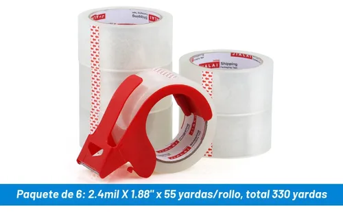 Vista 3 de JIALAI HOME Cinta de Embalaje Transparente de Servicio Pesado, 6 Rollos con Dispensador Rellenable, Cinta de Embalaje de Grado Industrial