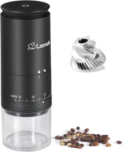 Vista 11 de Molinillo de café eléctrico portátil de acero inoxidable 420, molinillo de café expreso recargable con 38 ajustes de molienda ajustables
