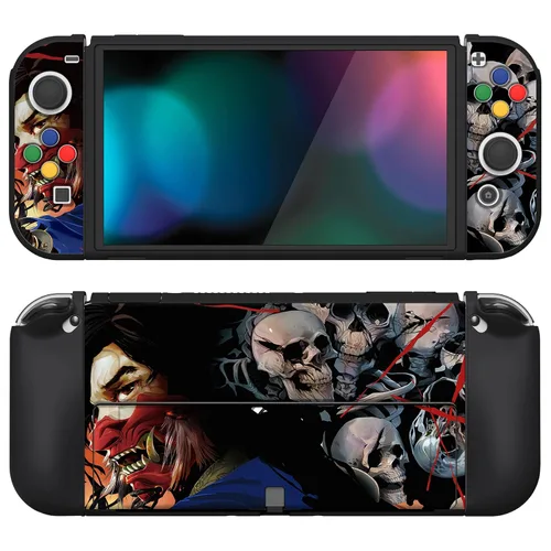 Vista 9 de PlayVital ZealProtect - Funda protectora suave para Nintendo Switch OLED, protector flexible Joycon Grip Cover para Nintendo Switch OLED con tapas
