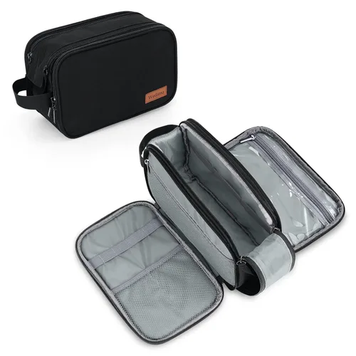 Vista 14 de Wedama Neceser de viaje para hombres, bolsa de aseo de viaje de mano, Negro -, L, Neceser