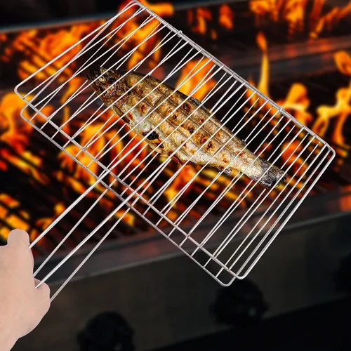 Vista 5 de GANAZONO Utensilios de parrilla Herramienta de barbacoa Clip de soporte de pescado Abrazadera de malla de acero inoxidable