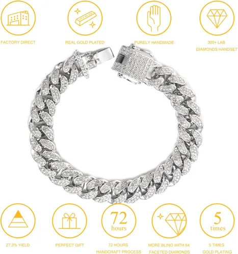 Vista 3 de Halukakah Cadena de oro para hombre The Royal Iced Out 140.787 in 18k oro real de 18 quilates, oro blanco platino, oro rosa, oro rodio, chapado