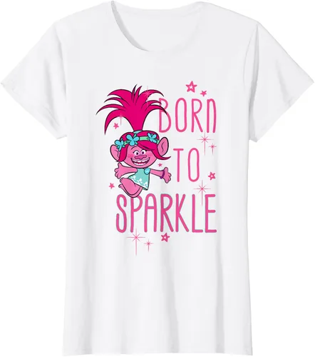Vista 23 de DreamWorks Trolls Camiseta Born to Sparkle Negro