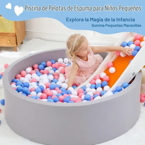 Vista 4 de Wilwolfer Piscina de bolas de espuma para bebés de Wilwolfer para niños pequeños: 47.2 x 13.8 pulgadas, piscina de bolas extra grande para niños