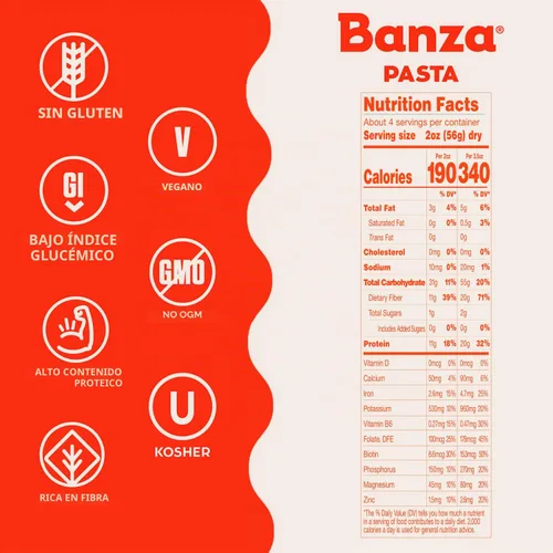 Vista 4 de Banza - Pasta de garbanzos, pasta saludable, sin gluten, de alta proteína