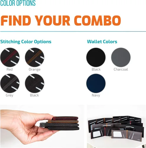 Vista 5 de SlimFold Cartera minimalista - Opción RFID - Delgada, duradera e impermeable garantizada - Fabricado en Estados Unidos - Tamaño NANO, Negro