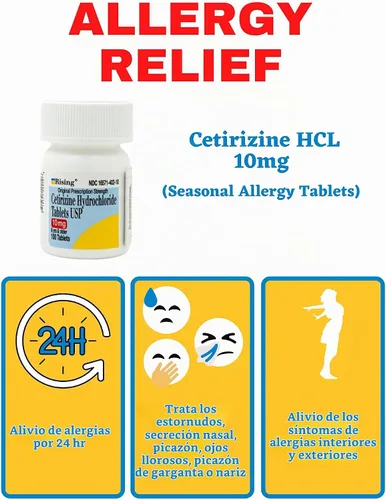 Vista 4 de Rising Pharma - Cetirizina HCL 10 mg - Tabletas anthistamínicas para la alergia estacional- 100 tabletas