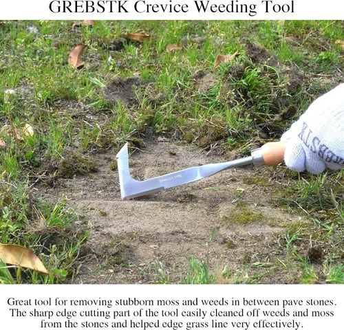 Vista 4 de GREBSTK Herramienta de deshierbe para grietas para grietas, manual de haya, mango de haya, herramienta de jardinería
