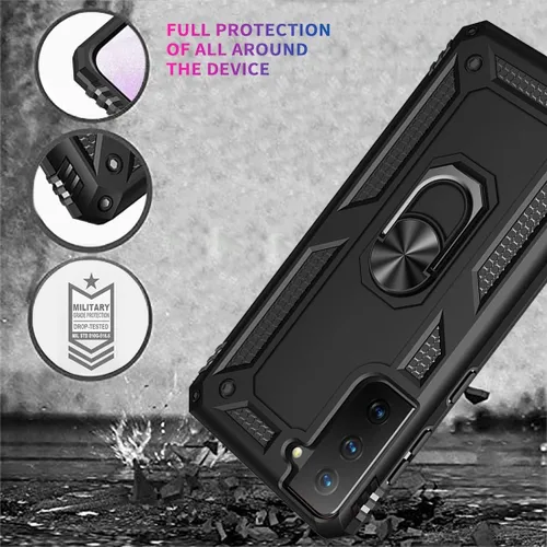Vista 7 de Funda para Galaxy S22 Plus/S22+ 5G SM-S906U con protector de pantalla de vidrio templado, [grado militar] soporte magnético para anillo