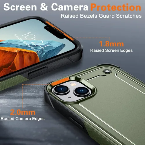 Vista 5 de Oneagle Funda para iPhone 14 Plus, [4 en 1] iPhone 14 Plus con protector de pantalla 9H HD + protector de lente de cámara[10 pies a prueba de caídas
