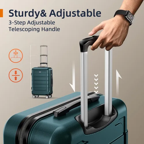Vista 6 de SHOWKOO Sets de equipaje maleta ampliable con doble ruedas bloqueo TSA 3pcs Verde Armada ArmyGreen talla única
