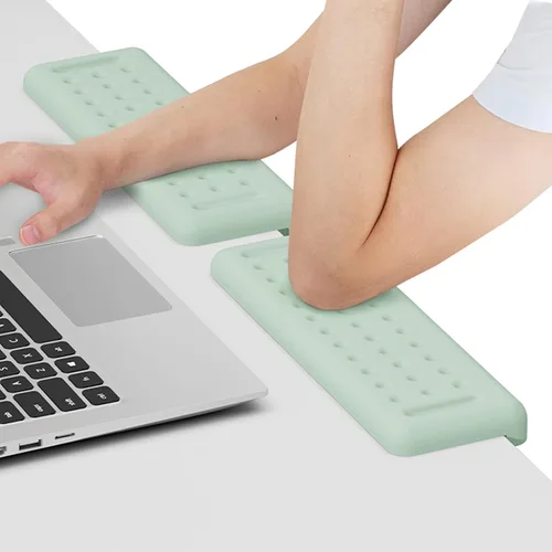 Vista 22 de Leolee Coderas de escritorio en forma de L para escritorio, reposabrazos de espuma viscoelástica negra para escritorio con base antideslizante