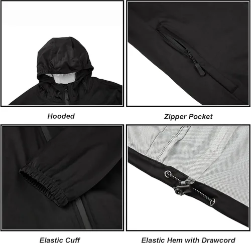 Vista 5 de DEVOROPA Chaqueta impermeable para niños jóvenes, ligera, plegable, para ciclismo, correr, cortavientos con capucha