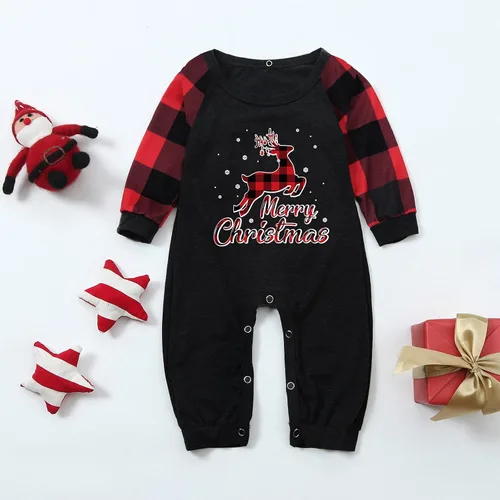 Vista 5 de Pijamas de Navidad a juego para la familia, conjunto de pijamas de Navidad a cuadros, pijamas a juego para la familia