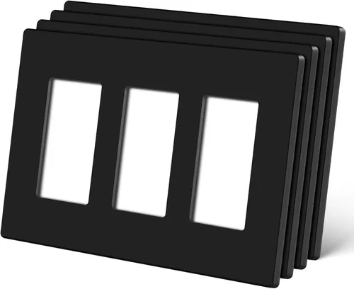 Vista 21 de CML Placa de Pared Decorativa Negra de 4 Posiciones Sin Tornillos, Paquete de 4 Placas de Interruptor de Luz y Cubierta Frontal para Receptáculo