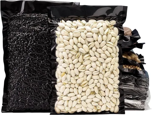 Vista 5 de PABCK 50 bolsas selladoras al vacío negras para almacenamiento de alimentos, 5.91 x 8.66 pulgadas, plástico transparente texturizado para envases