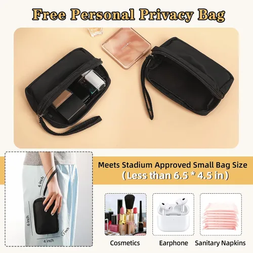 Vista 5 de Mini mochila transparente para estadio aprobada 12x6x12, pequeñas mochilas transparentes, Negro, Pequeño, Lindo