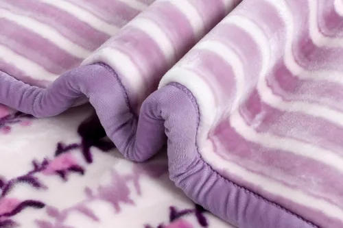 Vista 5 de Nestl Manta de invierno de forro polar de terciopelo – 2 capas de estilo coreano pesado y cálido – reversible estampado Raschel Queen – Resistente a