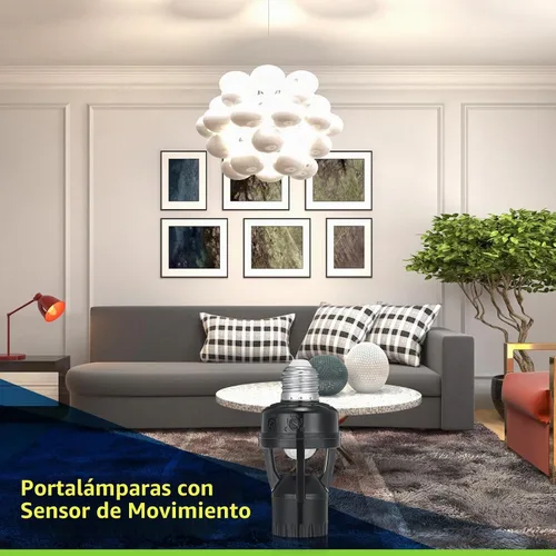 Vista 6 de Hortsun 3 tomas de luz con sensor de movimiento, enchufe inteligente de rosca compatible con E26/E27 con control de luz nocturna de encendido y Negro